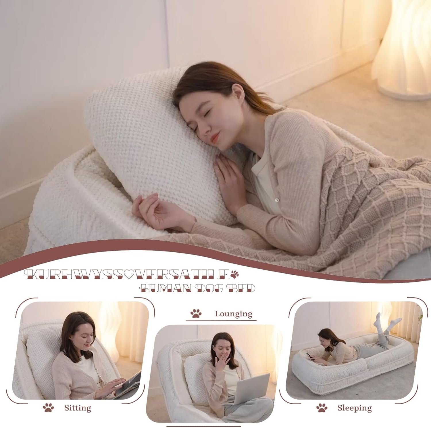 Upholstered Human Dog Sofa Bed for Adult - Image 5