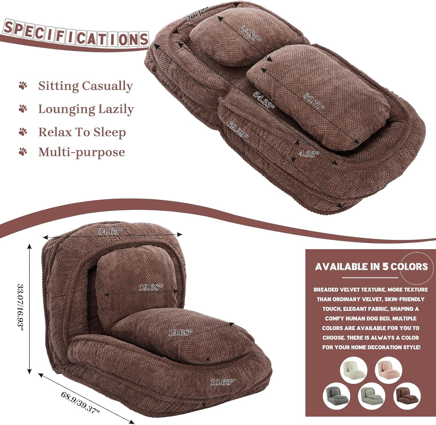 Upholstered Human Dog Sofa Bed for Adult - Image 7